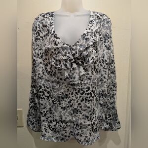apny Chic Monochrome Ruffle Blouse Size Xl